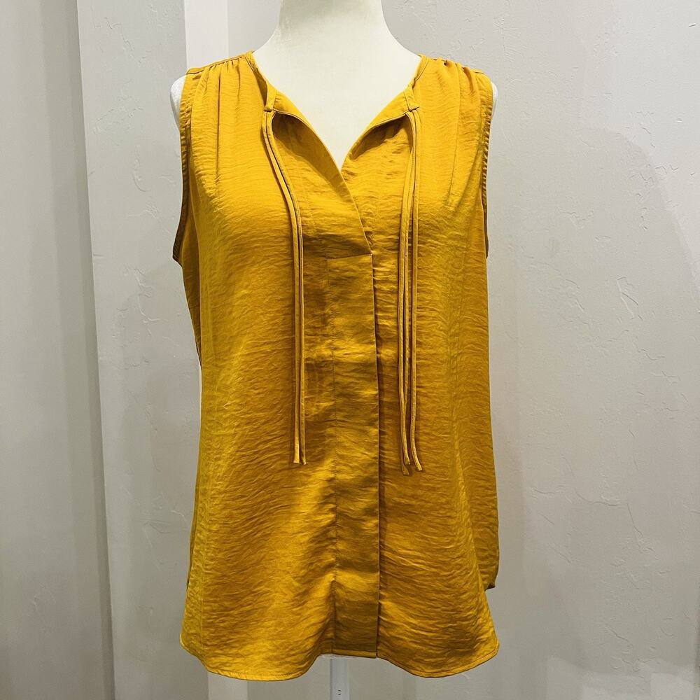 CAbi Women’s Yellow Small Tie Front Yellow Blouse Sleeveless Top